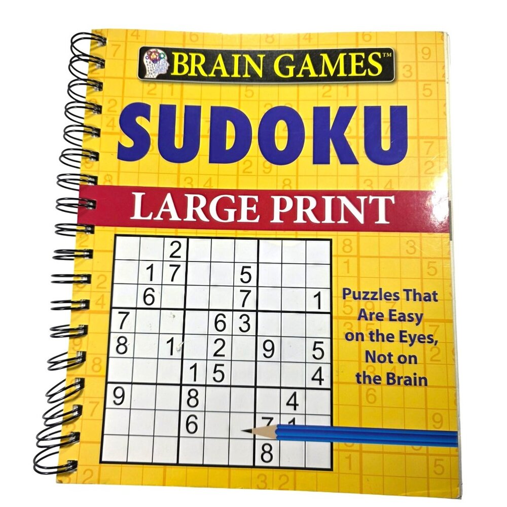 Sudoku Puzzle Book Large Print Brain Games Spiral Binding hobby READ